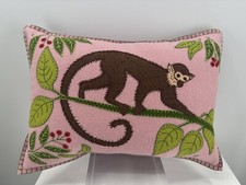 Jan Constantine England 100% Wool Thrown Pillow Feathers Filled Tropical Monkey