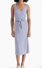 NWT Women's Steve Madden Sleeve Striped Waist Tie Midi Dress Sz L