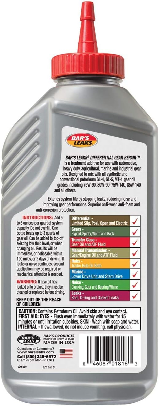 Bar'S Leaks Axle and Differential Gear Repair, 16.9 Oz