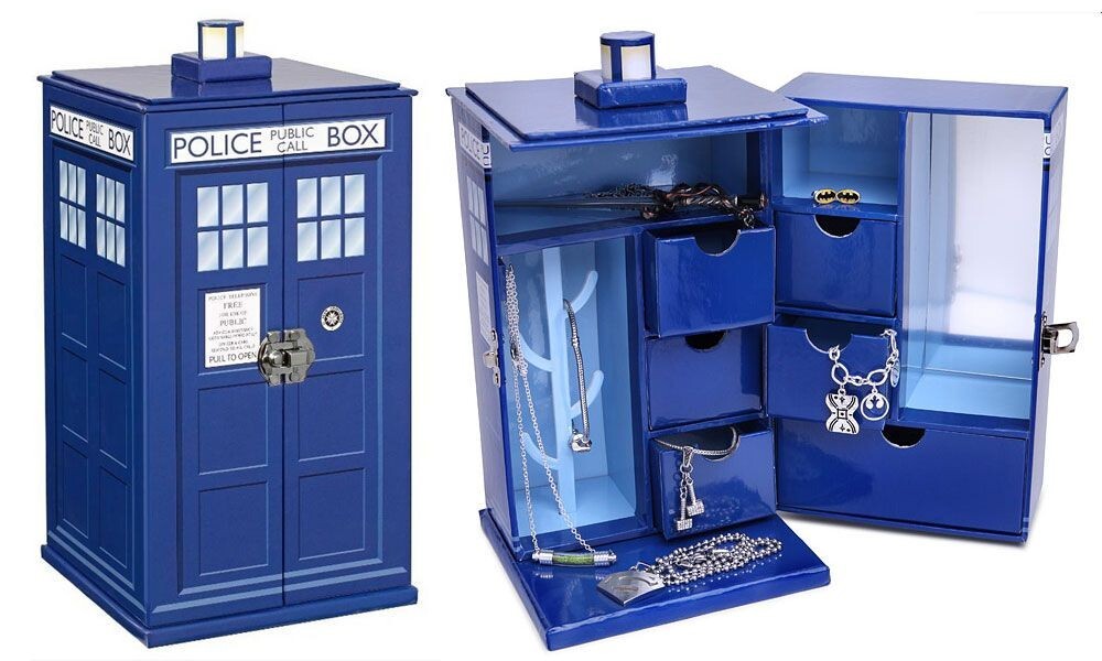 【希少品】Dr.Who/イギリス・ポリスボックス・23cm Doctor Who Tardis Jewelry Box w/6 Drawers, Ring Hanger