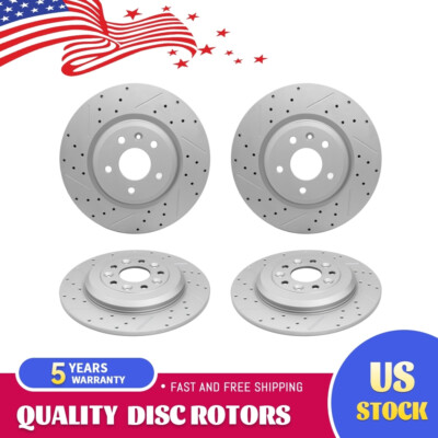 Front Rear Drilled Brake Rotors for Ford Explorer Taurus Flex Lincoln MKS MKT