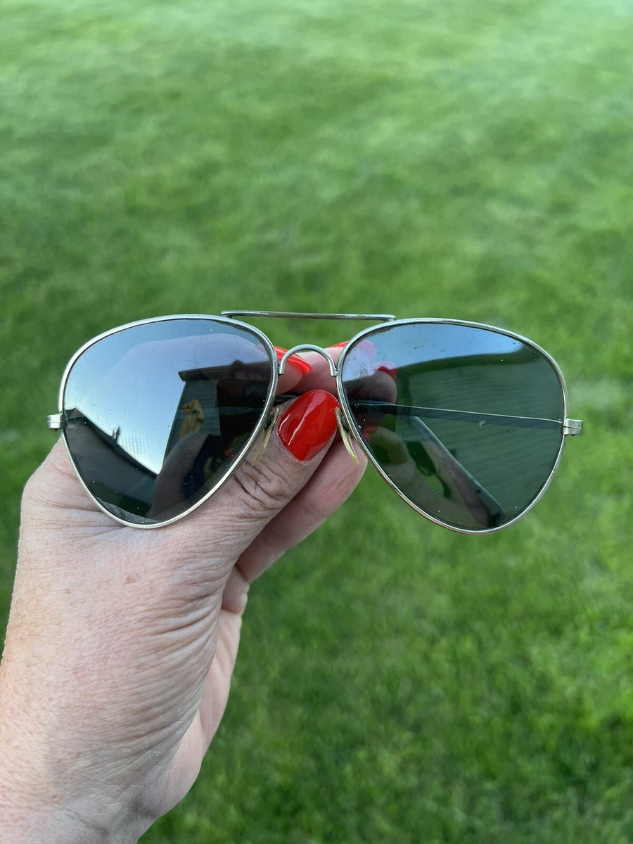 Vintage Top Gun Foster Grant Silver Metal Aviator Sunglasses Eyeglasses Frames