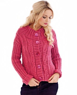 STRICKMUSTER PAPIERKOPIE Damen Designer Aran Zopfmuster Strickjacke 32-46'' 821F