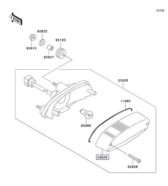 KAWASAKI VULCAN / LÁMPARA DE LUZ TRASERA ELIMINADORA / LENTE REEMPLAZA OEM 23026-1183 Foto 2 de 4
