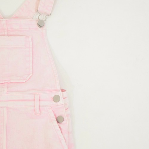 Crewcuts Overall Dress Girls 5 Faded Neon Pink Garment-Dyed Denim Jumper - Picture 3 of 5