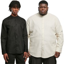 Urban Classics Coton Lin Support Haut Col Chemise Décontractée Bouton Lin