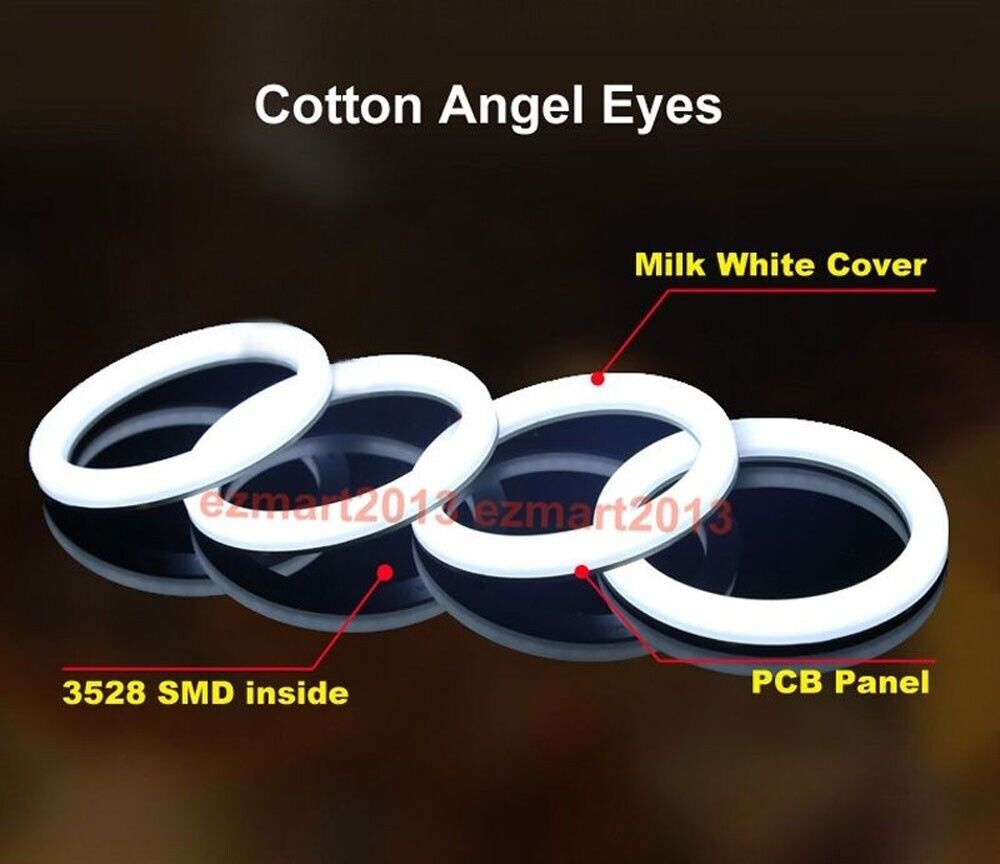 Amazon.com: Qasim 1 Pair 90MM 66SMD COB LED for Angel Eyes Halo Ring DRL  LED Fog Light Lamp with Cover White 12V 24V DC : Automotive