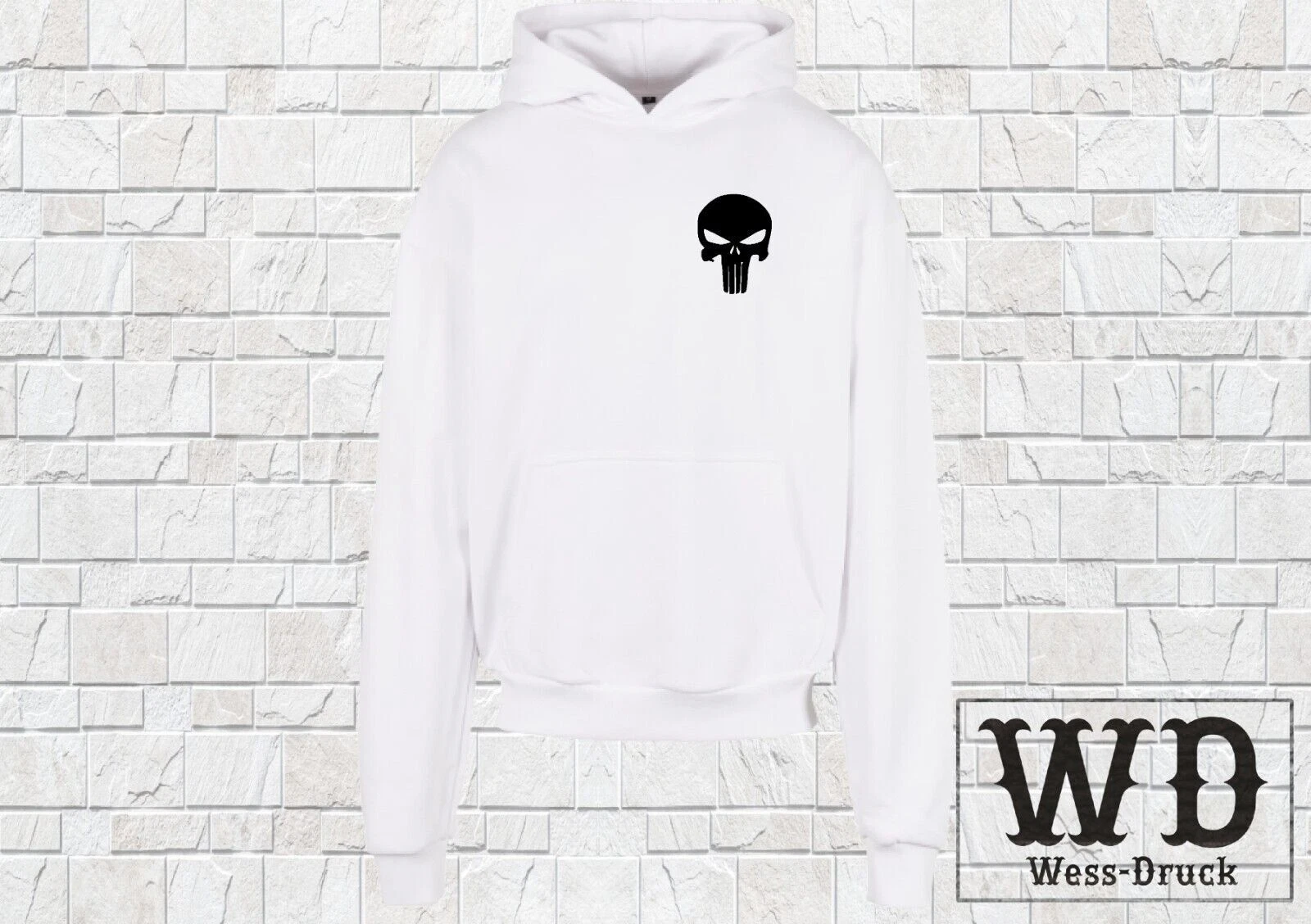 SACAI Felpa con cappuccio uomo Punisher ricamata pullover con cappuccio felpa pulli S 5XL