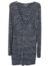 Soft Surroundings Heather Black/Gray Twist Front Knit Long Sleeve Dress Size L