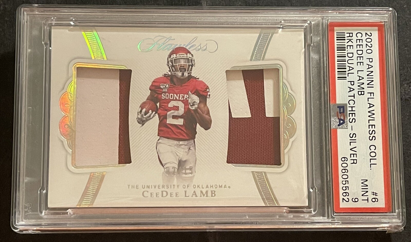 CeeDee Lamb Panini Flawless Collegiate Rookie Dual Patches #6 Silver