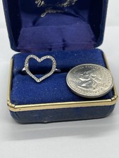 Vintage Open Heart with Cubic Zirconia Sterling Silver .925 Band Ring Sz 8 1/4