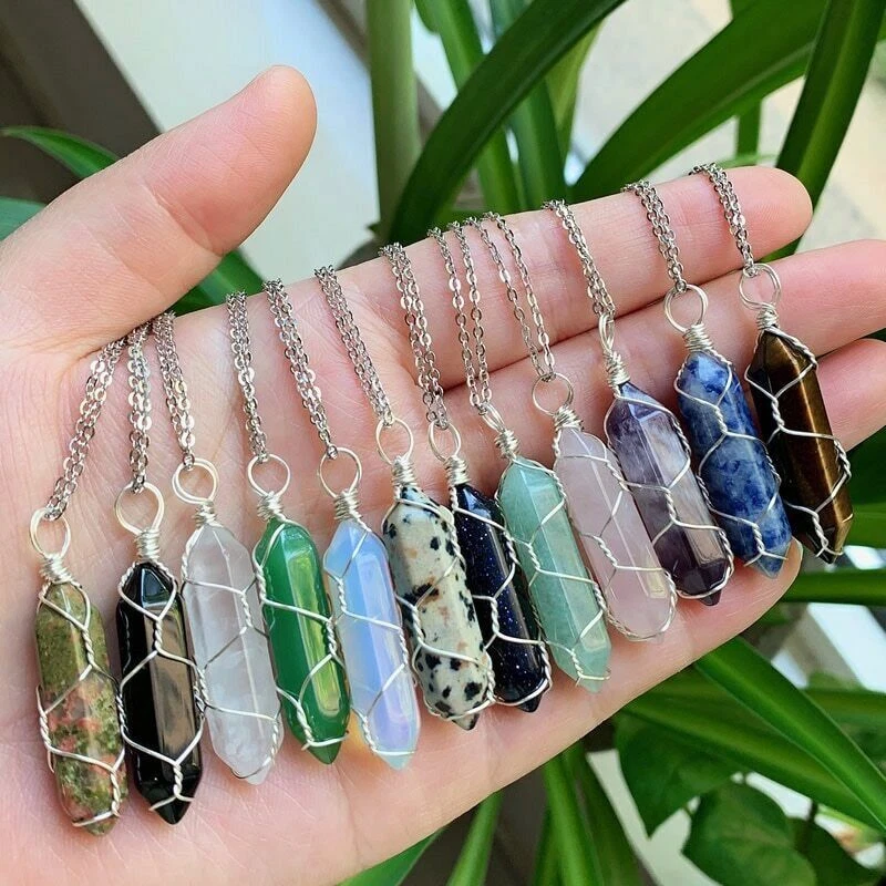 Stone wire shop necklace