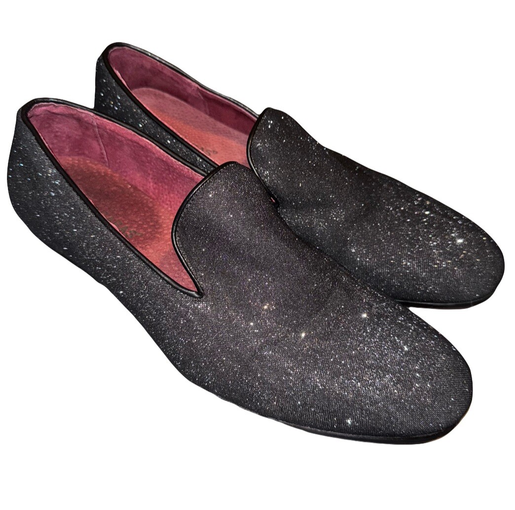 Barabas Men’s Glitter Loafer Shoes size 13 Sparkly Black Dress Shoe