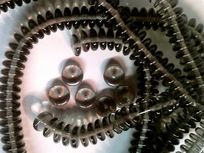 VTG 150 BLACK DIAMOND TRANSPARENT 8mm GLASS RONDELLE BEADS #091821m CLOSE OUT LL