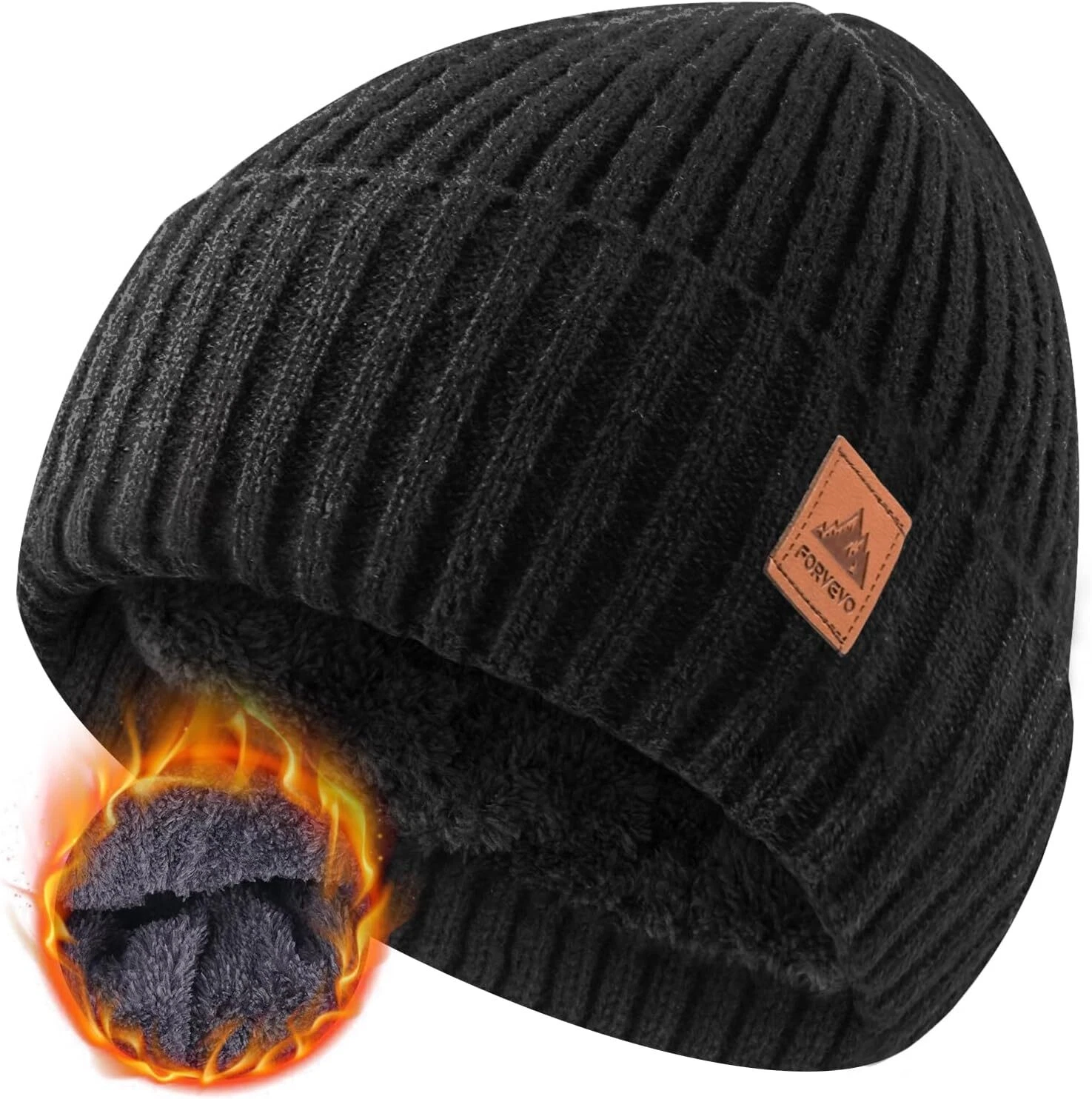 FORVEVO Beanie Hats for Men, Winter Hats with Thick Warm Fleece Lining, Thermal