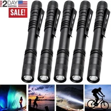 5 x LED Flashlight Clip Mini Light Penlight Pocket Portable Pen Torch Lamp