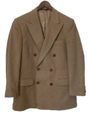 BURBERRY'S Vintage Camel Hair Double Breasted Notch Lapel Blazer Tan Size 40/42