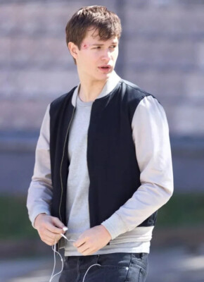 Baby Driver Ansel Elgort Cotton Bomber Varsity Jacket