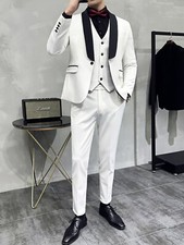 Commuting Simple Groom Wedding Dress Slim Handsome Suit Wedding Men's Suit 3pcs