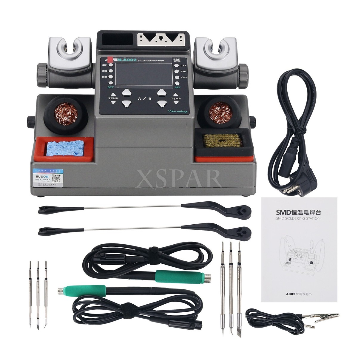 220V SUGON AIFEN A902 Soldering Station with Linear Control 3xC210