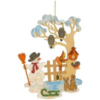 Bastelset Fensterbild Kuhnert Winter Schneemann 15 X 22Cm Holzkunst Erzgebirge