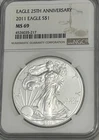 American Silver Eagle NGC 2011 UNC $1  MS-69 25th Anniversary
