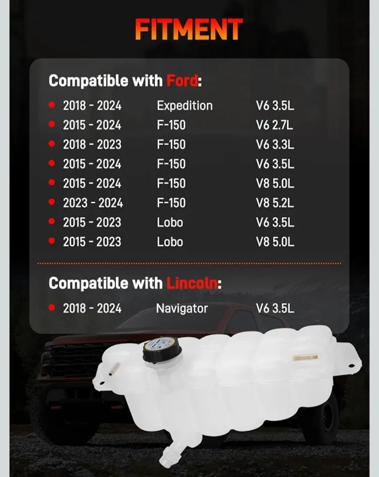 FL3Z-8A080-A Coolant Overflow Reservoir Tank for 2018-2021 Expedition, 2015 - Image 3 of 4
