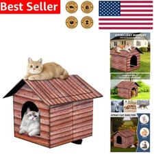 Lightweight Medium Pet House - Waterproof Shelter for Cats  Dogs, Redwood Color