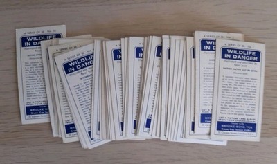 Brooke Bond Tea Cards Complete Set Used.  Wildlife in danger