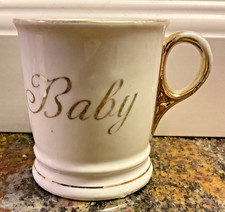 Vintage Porcelain Baby Mug Cup Germany 265 gold worn see photos, bottom rough 