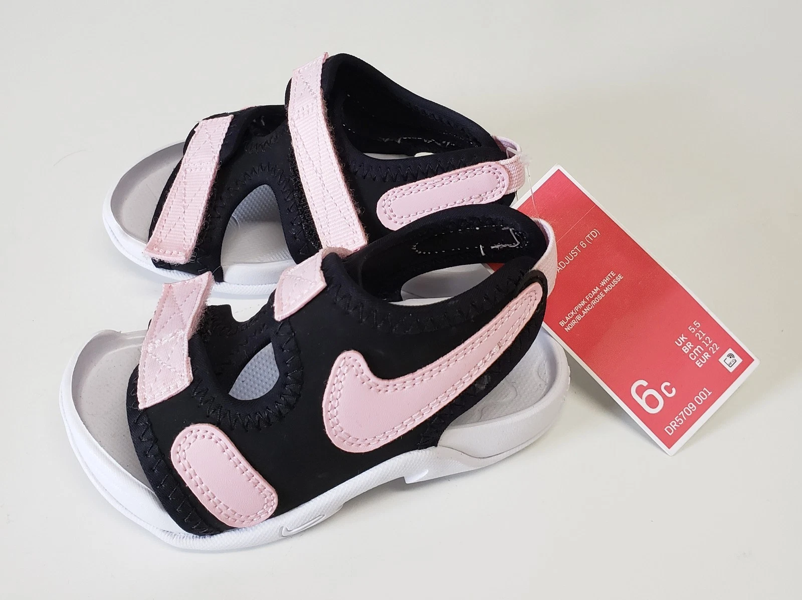 Sandalo Nike bambino taglia 6c Sunray regolabile rosa nero