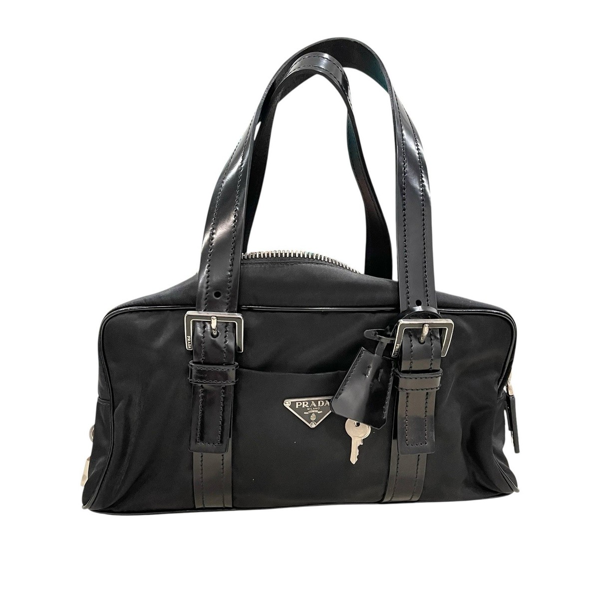 Prada Tessuto Nylon Vernice Bauletto Black