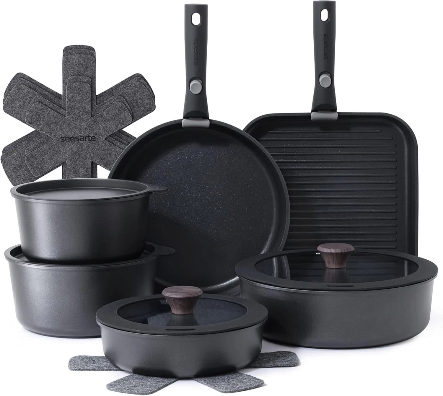 SENSARTE Ceramic Cookware Sets, Pots and Pans Set Non Stick, 14-Piece Induction