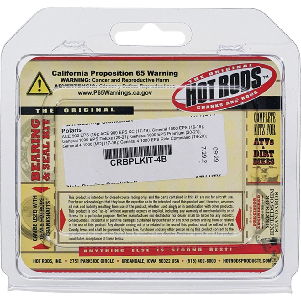 New Hot Rods Plain Bearing Crankshaft Fits Polaris RZR XP 1000 TURBO (16) RZR - Image 4 of 4