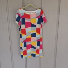 Tory Burch Kimberly Patchwork Print Dress Size M Women Preppy Pima Cotton Pullov