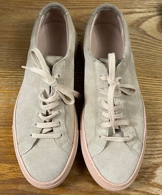 Woman By Common Projects Original Achilles Low Suede Shoes Pink/Beige Sz 36 