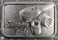 Vintage SNAP-ON TOOLS Belt Buckle Hit Line USA Socket Wrench Ratchet and Sockets