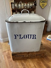 Vintage Large White Enamel Traditional Flour Storage Bin - Kitchenalia!