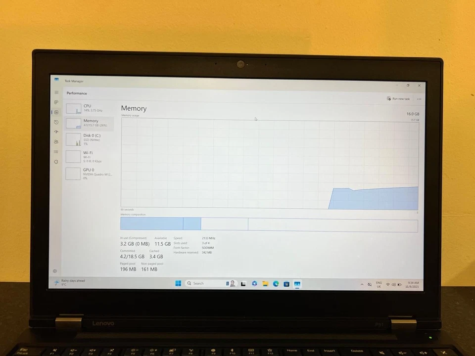 Lenovo ThinkPad P51 CAD Gaming Laptop, i7-7700HQ 16GB RAM 256GB SSD Quadro M1200 - Image 2 of 4