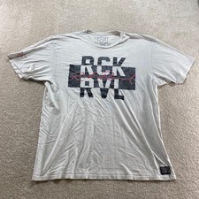 Rock Revival Graphic T-Shirt Mens XXL Gray Excellent RCK RVL Script Made in USA