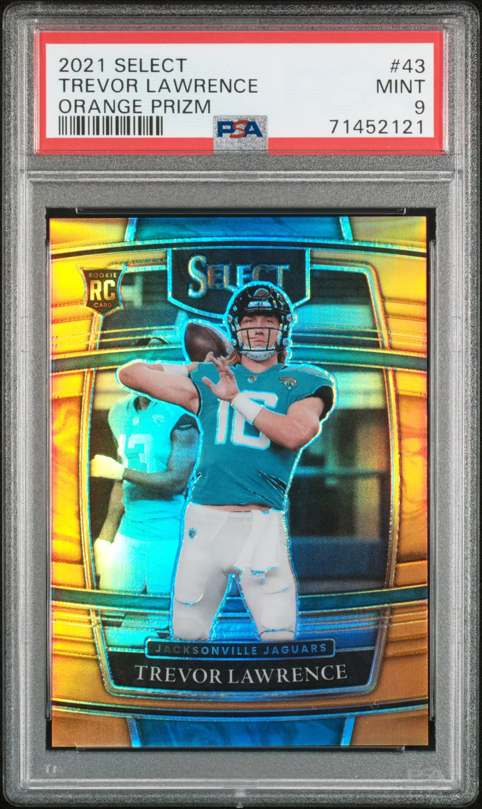 2021 Panini Select Concourse Trevor Lawrence Orange Prizm /49 #43 PSA 9
