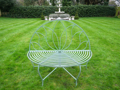 Ausgefallene aquagrün verzierte Metall Gartenbank Terrassenmöbel Outdoor Sitz