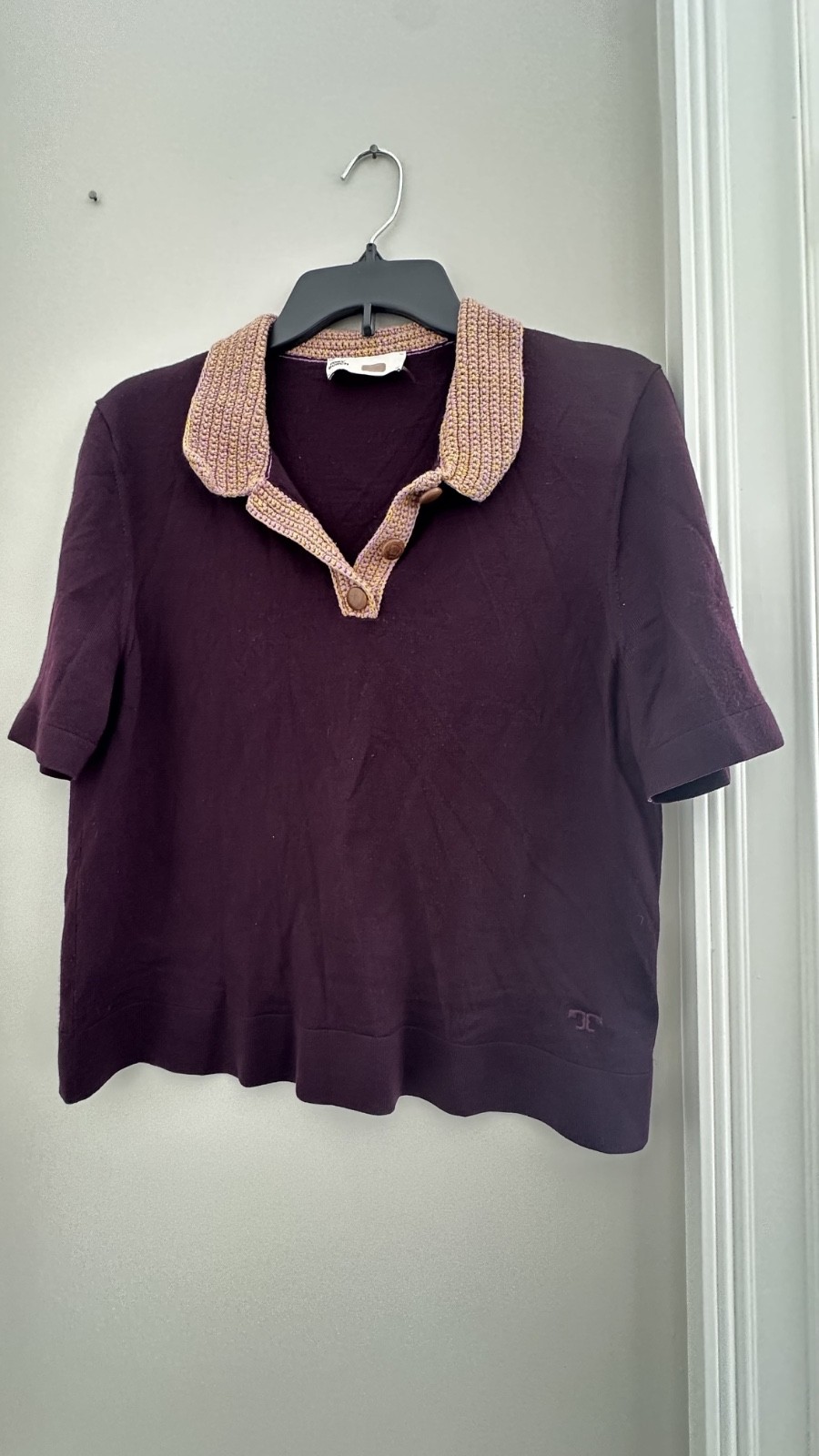 Crochet Knit Polo by Tory Burch Size XL LMSRP $348.99 thumbnail 3