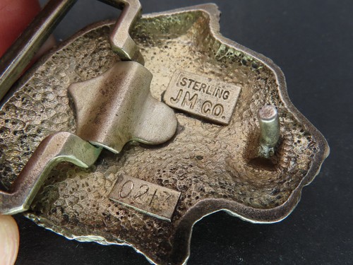 Neat Heavy Sterling Silver Cat Head Belt Buckle, FM CO, 95.6g - Picture 7 of 8