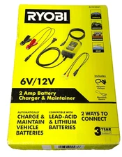 RYOBI 2 Amp 6V/12V Battery Tender Charger & Maintainer AC0i2001 (NEW/SEALED)