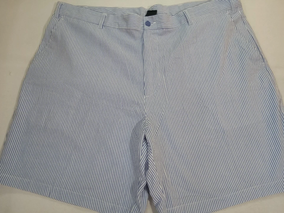 Pantalones Cortos JOHN BLAIR 42 Para Hombre Azul Blanco Rayas Algodón Bolsillos 8" Náutico  Foto 2 de 4