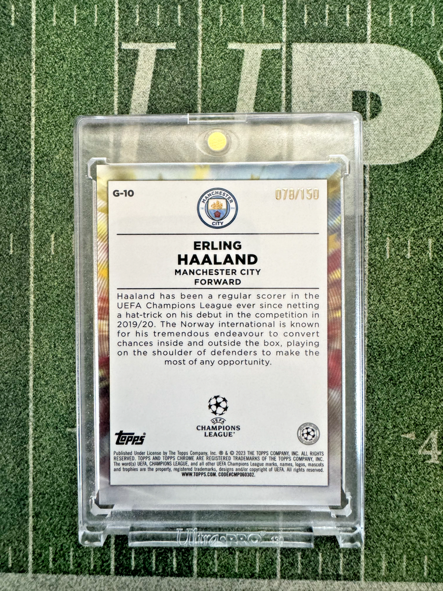 2022-23 Topps Chrome Erling Haaland Golazo BLUE Refractor 1:890