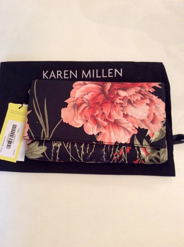 KAREN MILLEN BLACK & RED FLORAL PENCIL DRESS SIZE 14 & BRAND NEW MATCHING BAG - Picture 7 of 10