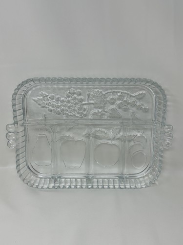 Indiana Glas Geteilt Obst Birne Apfel Traube Servierplatte Klarglas 12,5 Zoll - Bild 3 von 8