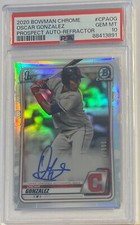 Oscar Gonzalez 2020 Bowman Chrome Autograph Refractor /499 CPAOG PSA 10 Gem Mint